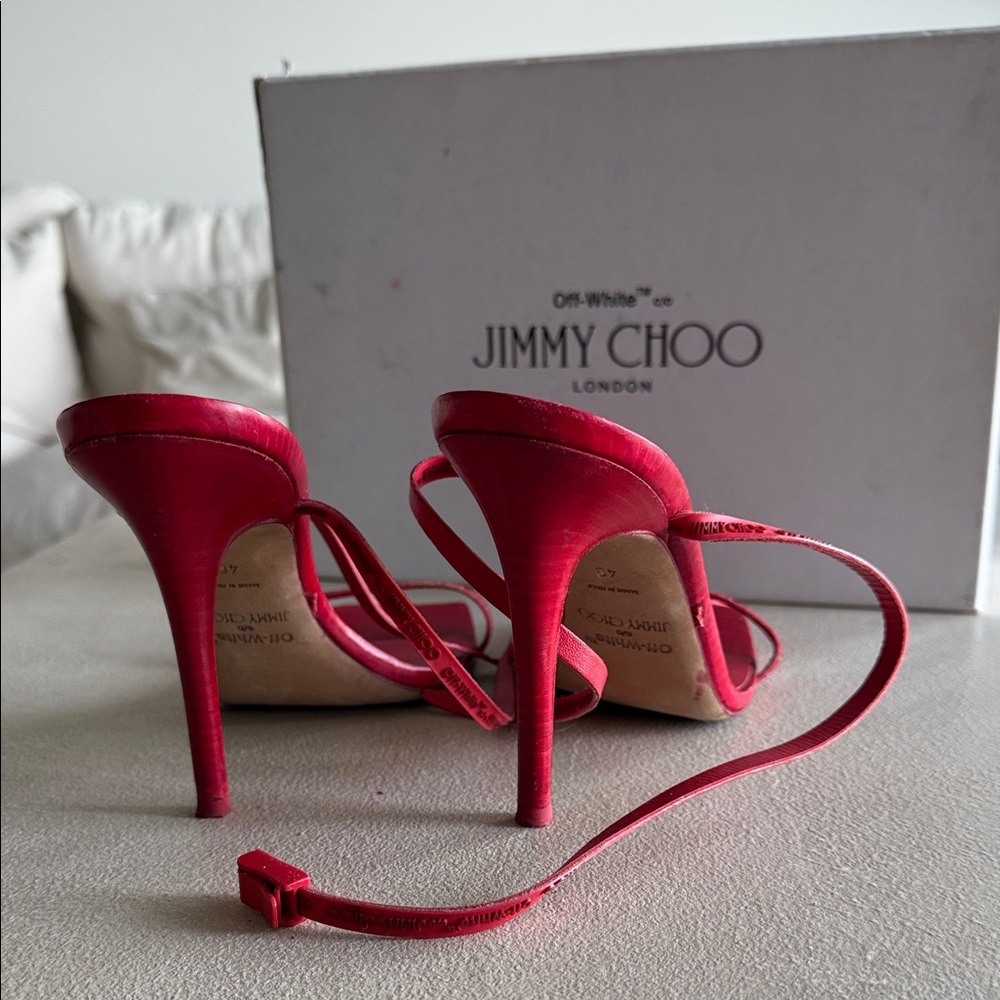 Jimmy Choo Red and White Strappy Heels Sale all together 2 pair of shoes - Picture 7 of 7